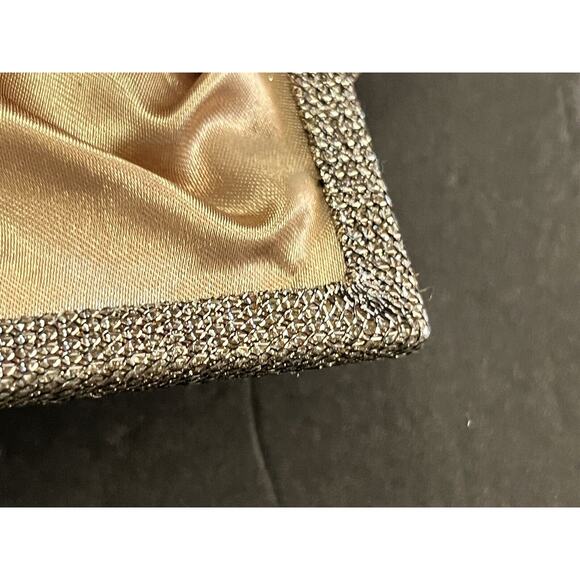 Jessica McClintock Glitter & Shine Evening Clutch Handbag Gold Satin Lining - Picture 11 of 12